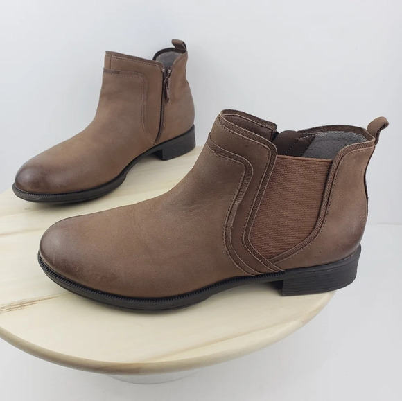 Abeo Unike Chelsea Ankle Boots Size 8 Brown Leather Pull on Western Casual Boho - Picture 1 of 13